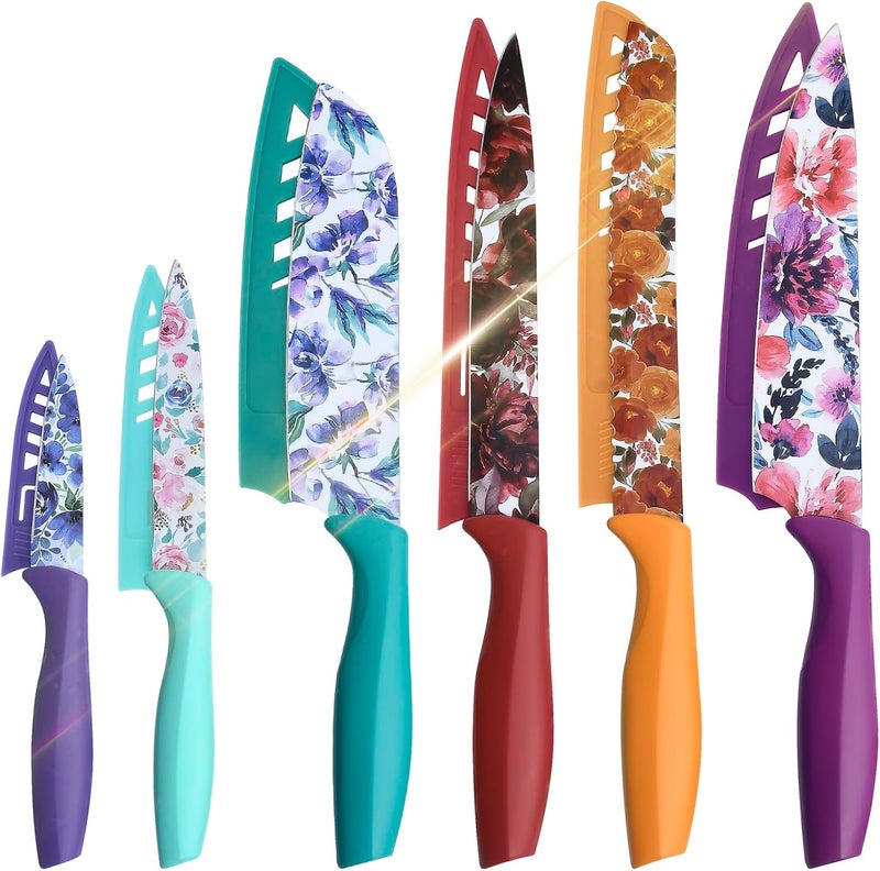 UPTRUST Knife Set, 12-piece Kitchen Knife Set Nonstick Coated, Professional Kitchen Cutlery Set for Chef, Cooking, Camping, Outdoor, Gift - Image 1